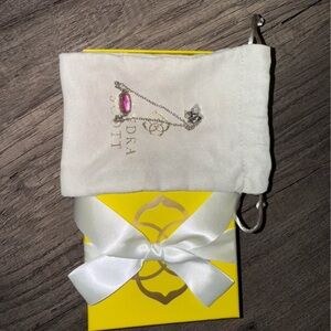 Kendra Scott Silver Bracelet with Fuchsia Accent